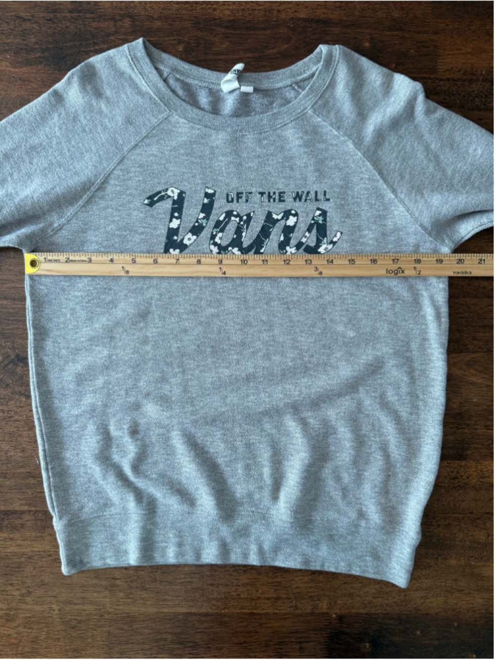 Women's Vans Floral Logo Sweatshirt Grey Size M - Picture 6 of 6